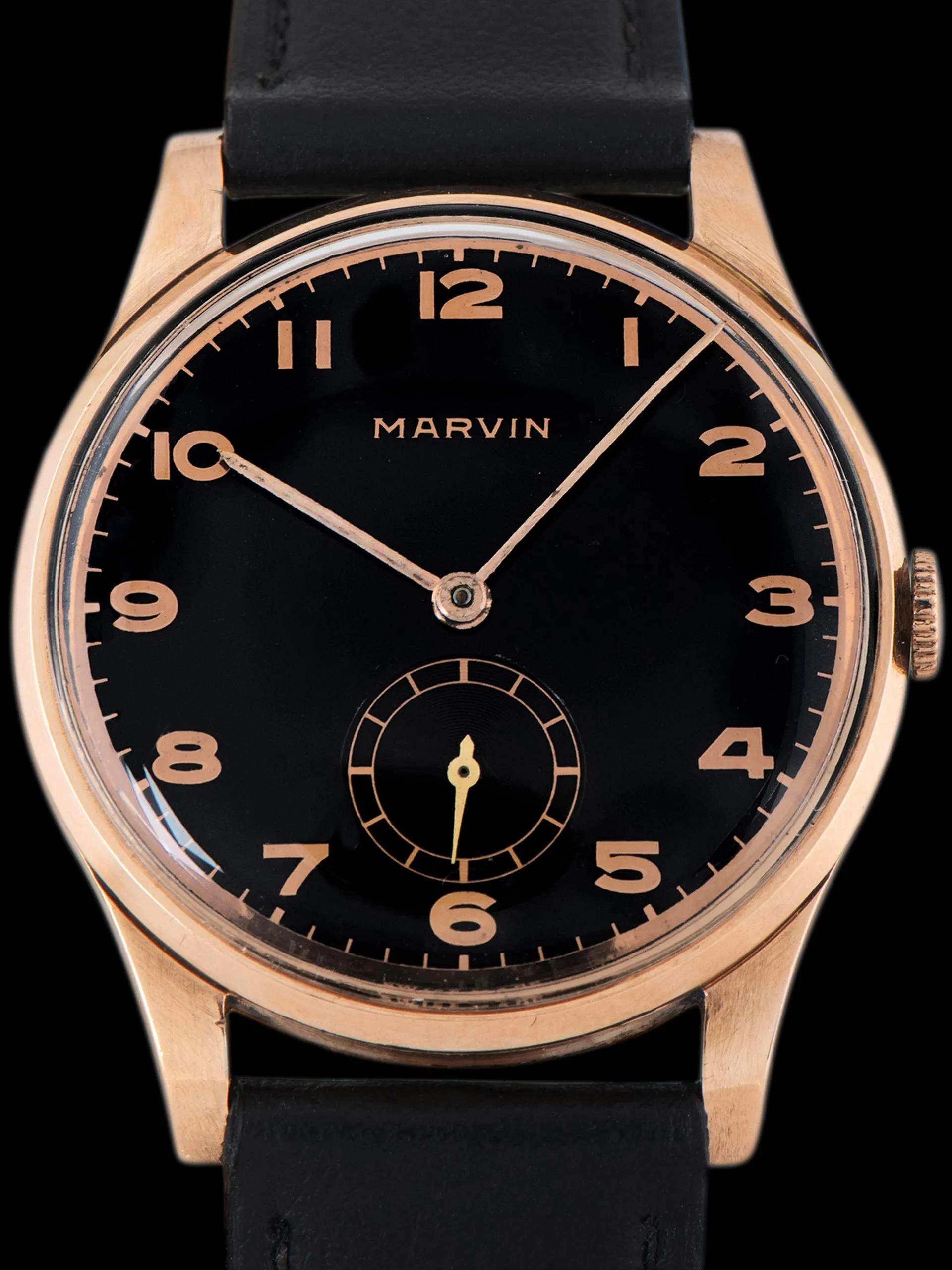 1940s Marvin Dress Watch 14K RG "Gilt" Dial