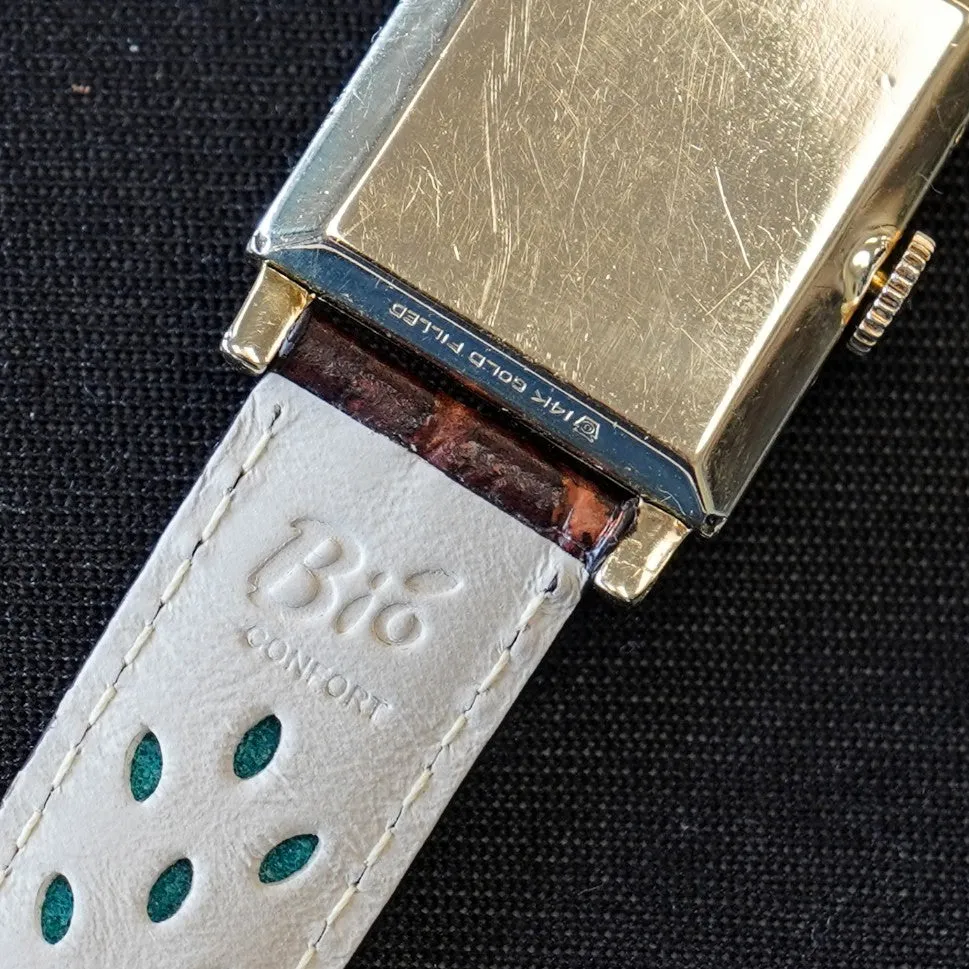 1946 HAMILTON Tank Case Watch 19 Jewels Cal. 982 U.S.A. Wristwatch 14K Gold Filled