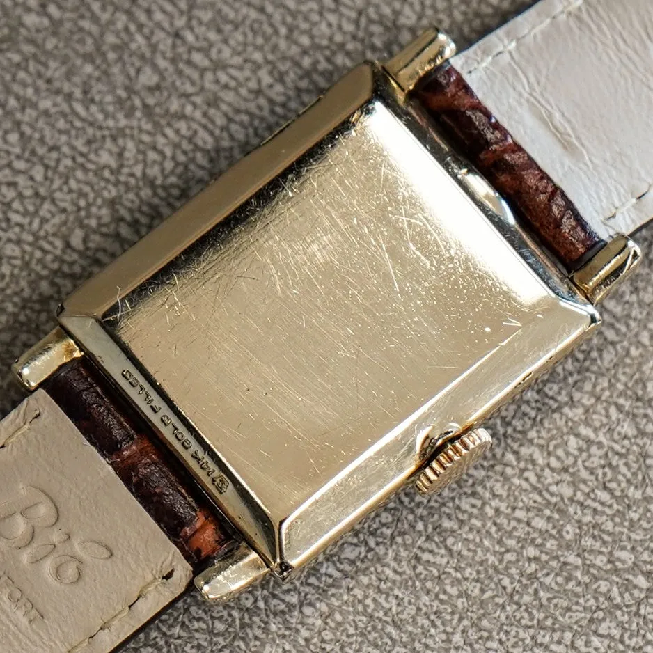 1946 HAMILTON Tank Case Watch 19 Jewels Cal. 982 U.S.A. Wristwatch 14K Gold Filled