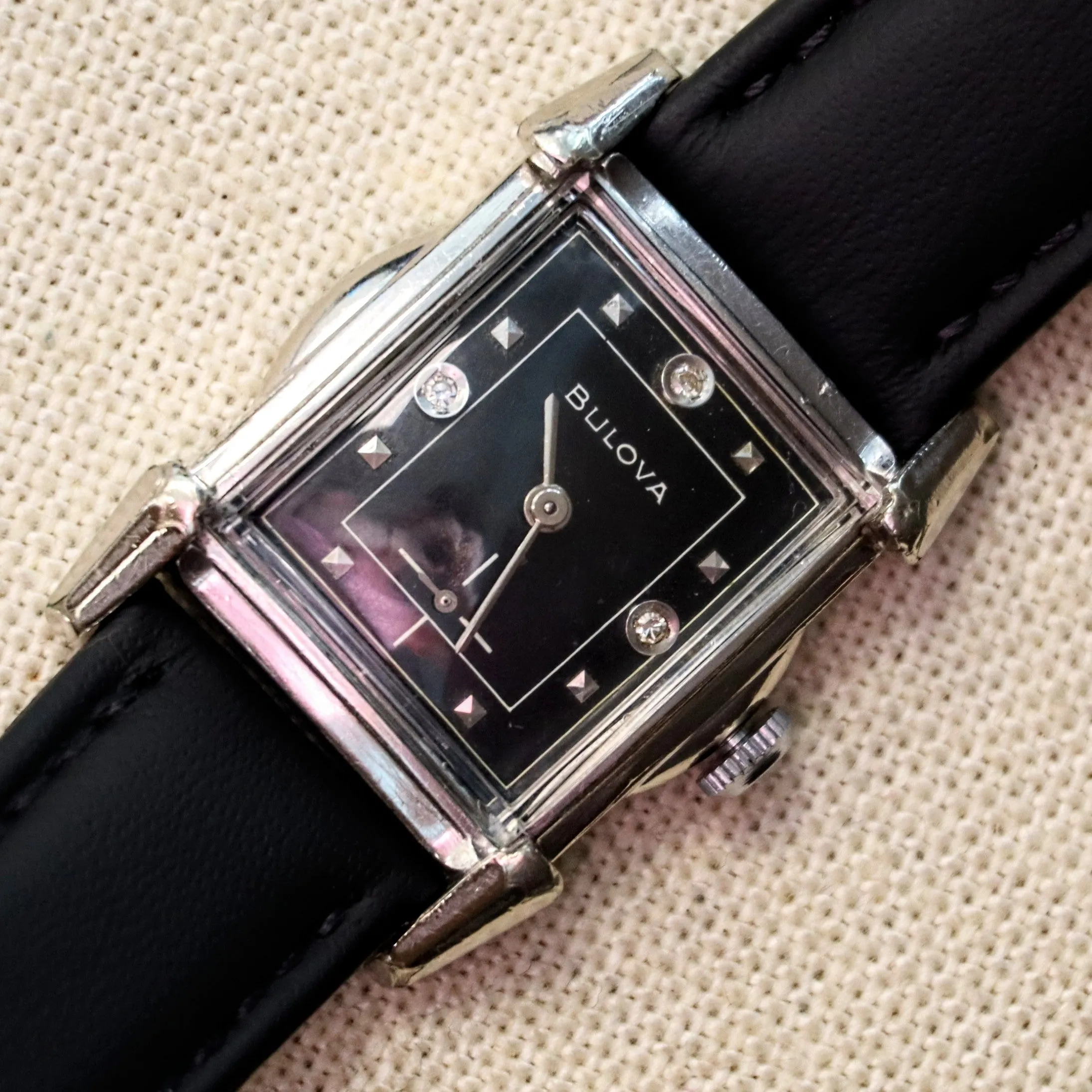 1953 BULOVA Clifton "C" Watch 17 Jewels Cal. 10BM Tank U.S.A. Dress Wristwatch