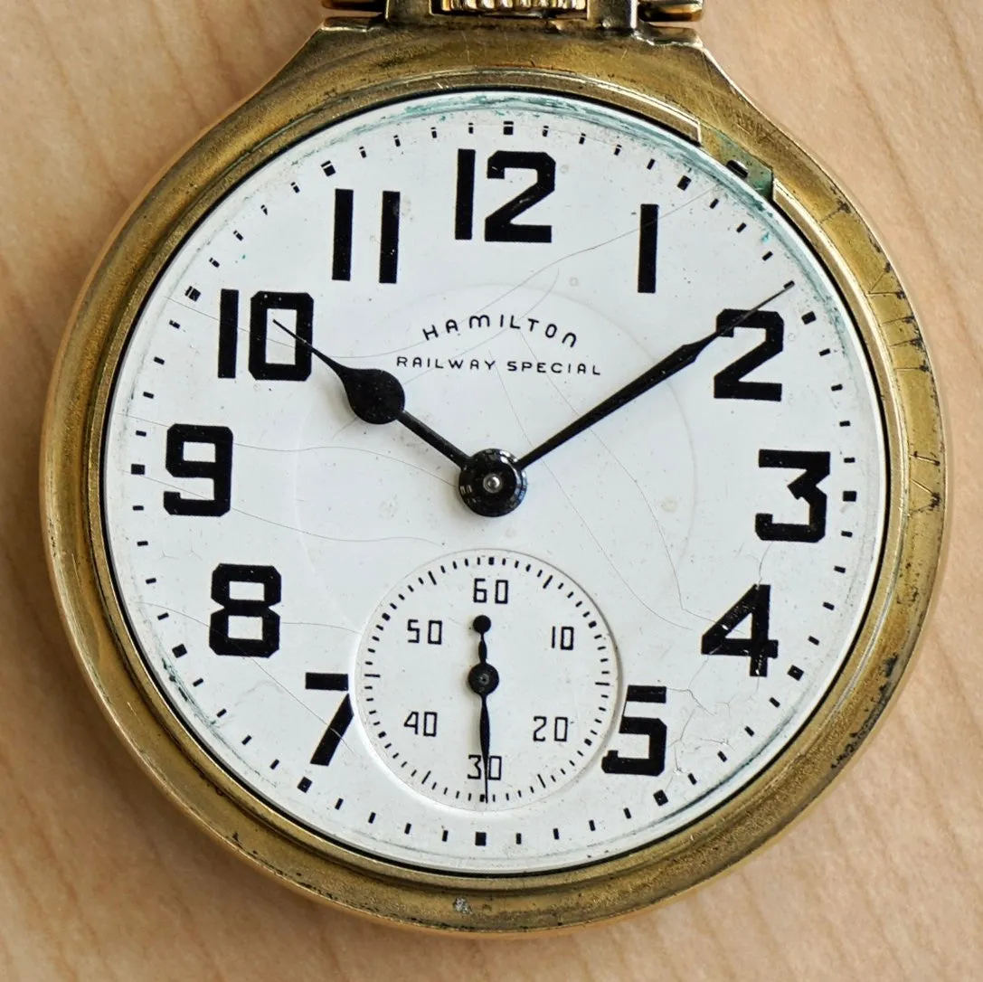 1953 HAMILTON Railway Special Pocket Watch 16s Grade 992B 21 Jewels Adj. Openface 10K RGP