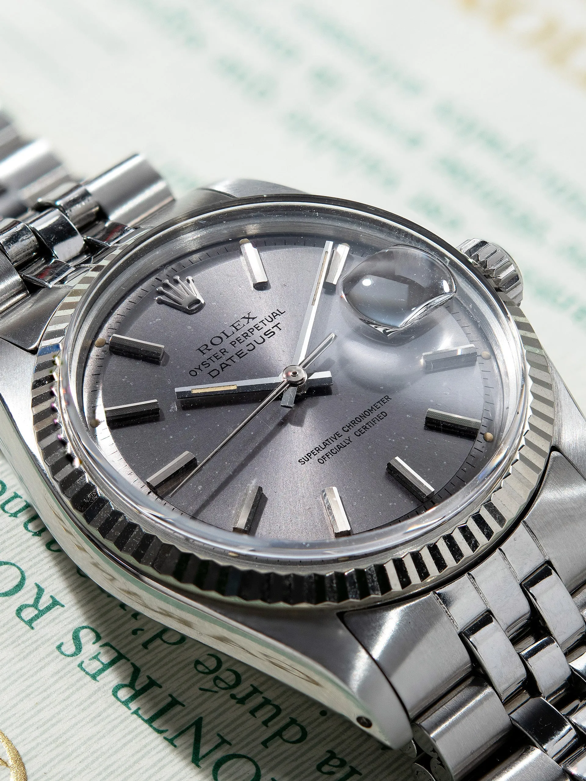 1973 Rolex Datejust (Ref. 1601) Grey Dial W/ Rolex Guarantee Paper