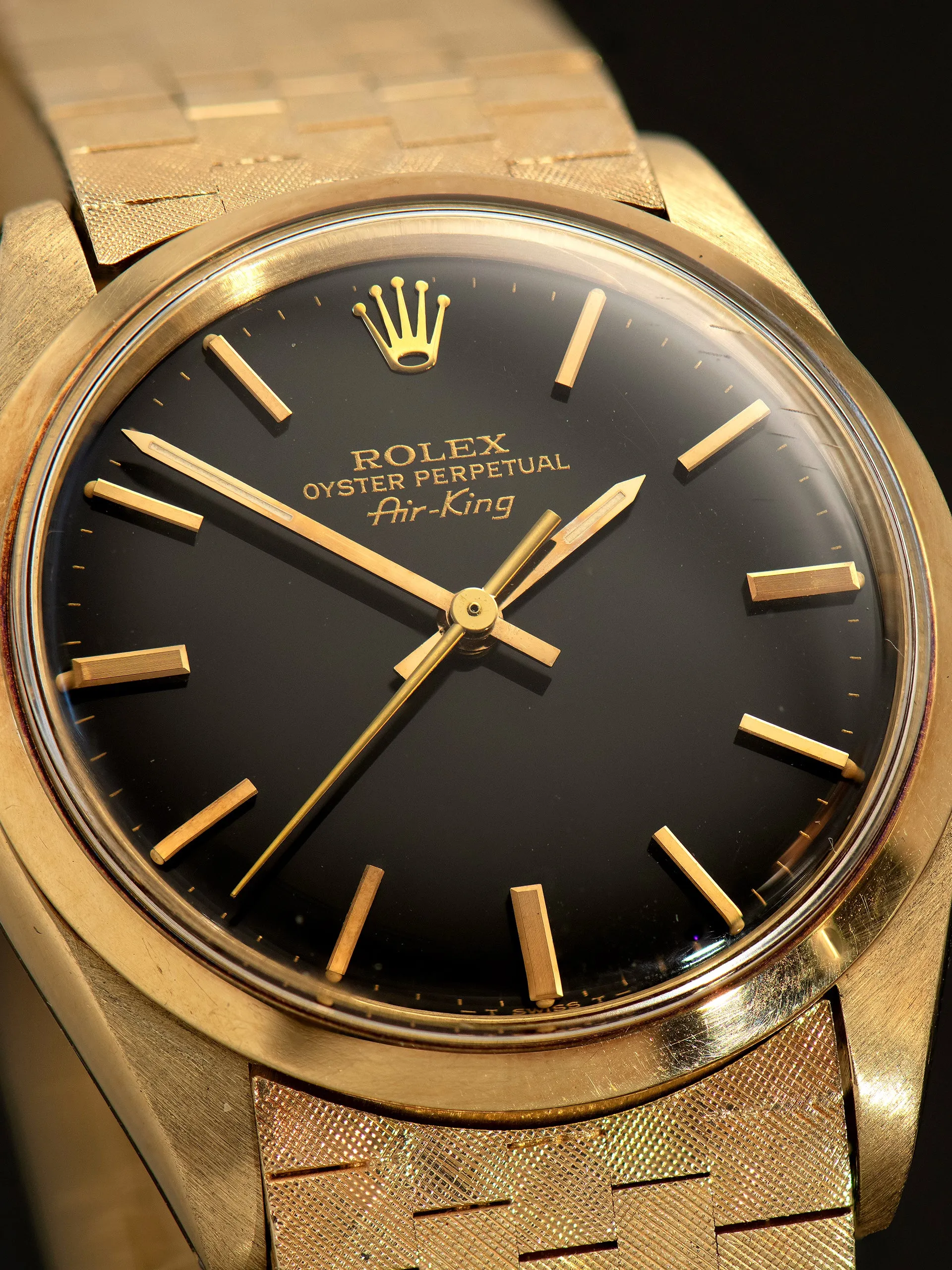1975 Rolex Air-King 14K YG (Ref. 5500) Black Dial W/ Gold Brick Bracelet