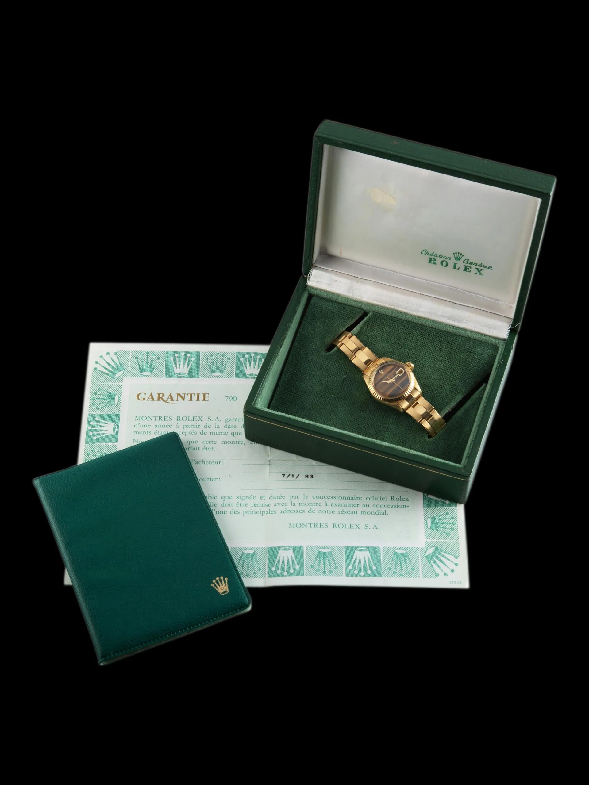 1979 Rolex Ladies Datejust 18K YG (Ref. 6917) Tiger Eye Stone Dial W/ Box & Papers