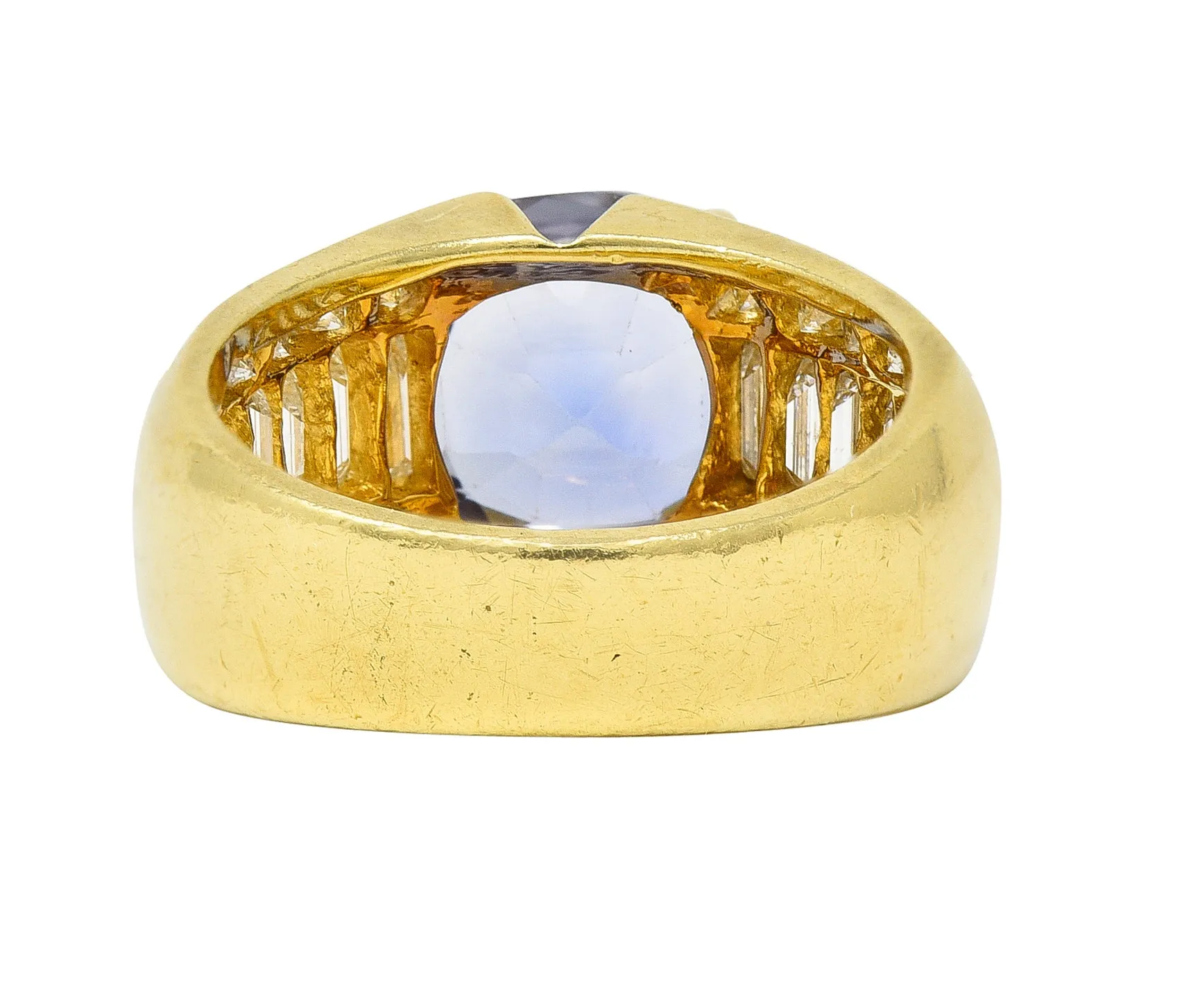 1980's 5.55 CTW No Heat Ceylon Sapphire Diamond 18 Karat Gold Vintage Ring GIA