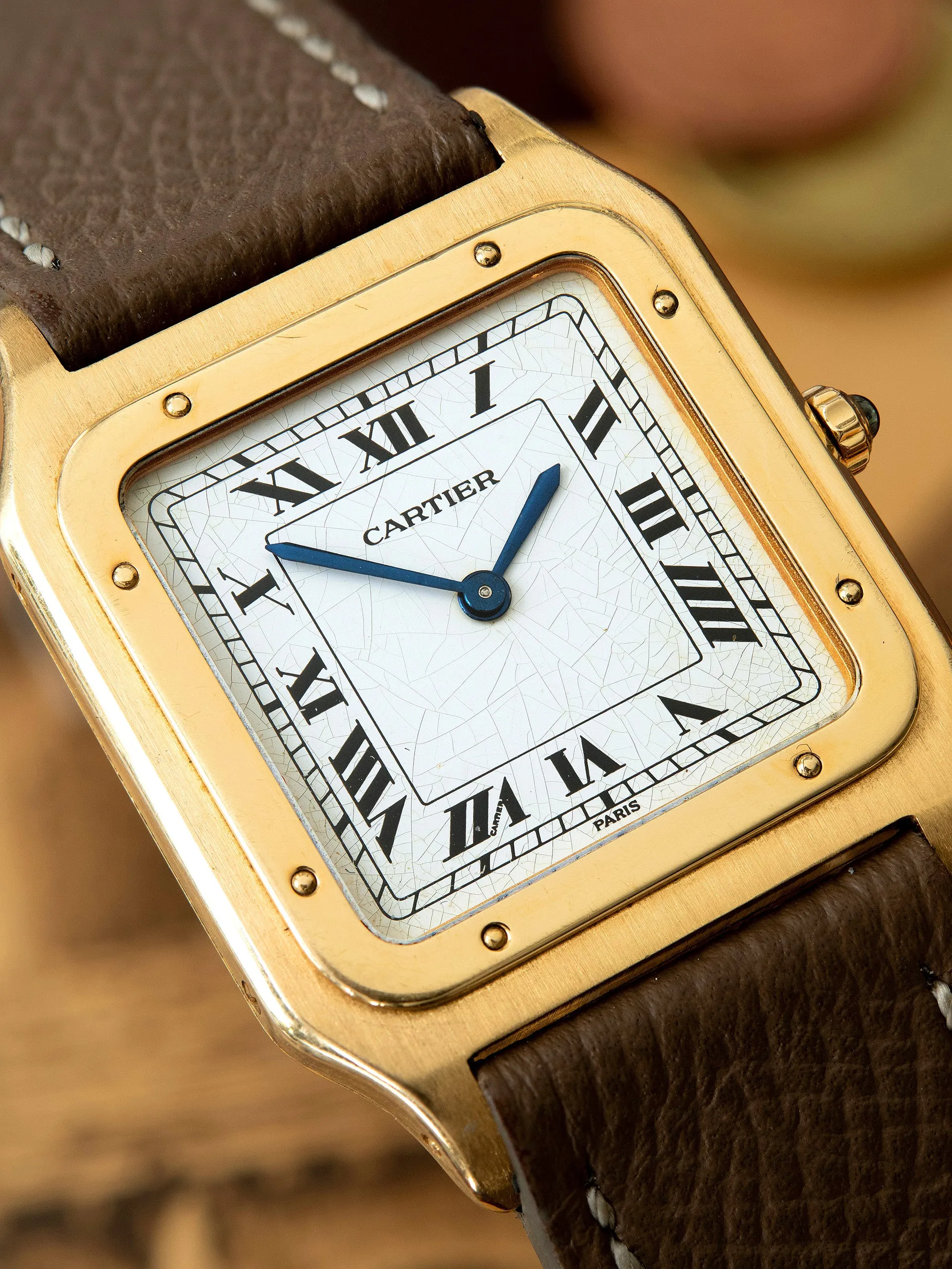 1980s Cartier Paris Santos-Dumont 18K YG (Ref. 96054) "Extra Plate"