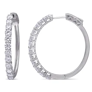 2 1/2 CT TGW Lab Created Diamond DEF VS Hoop Earrings 14k White Gold