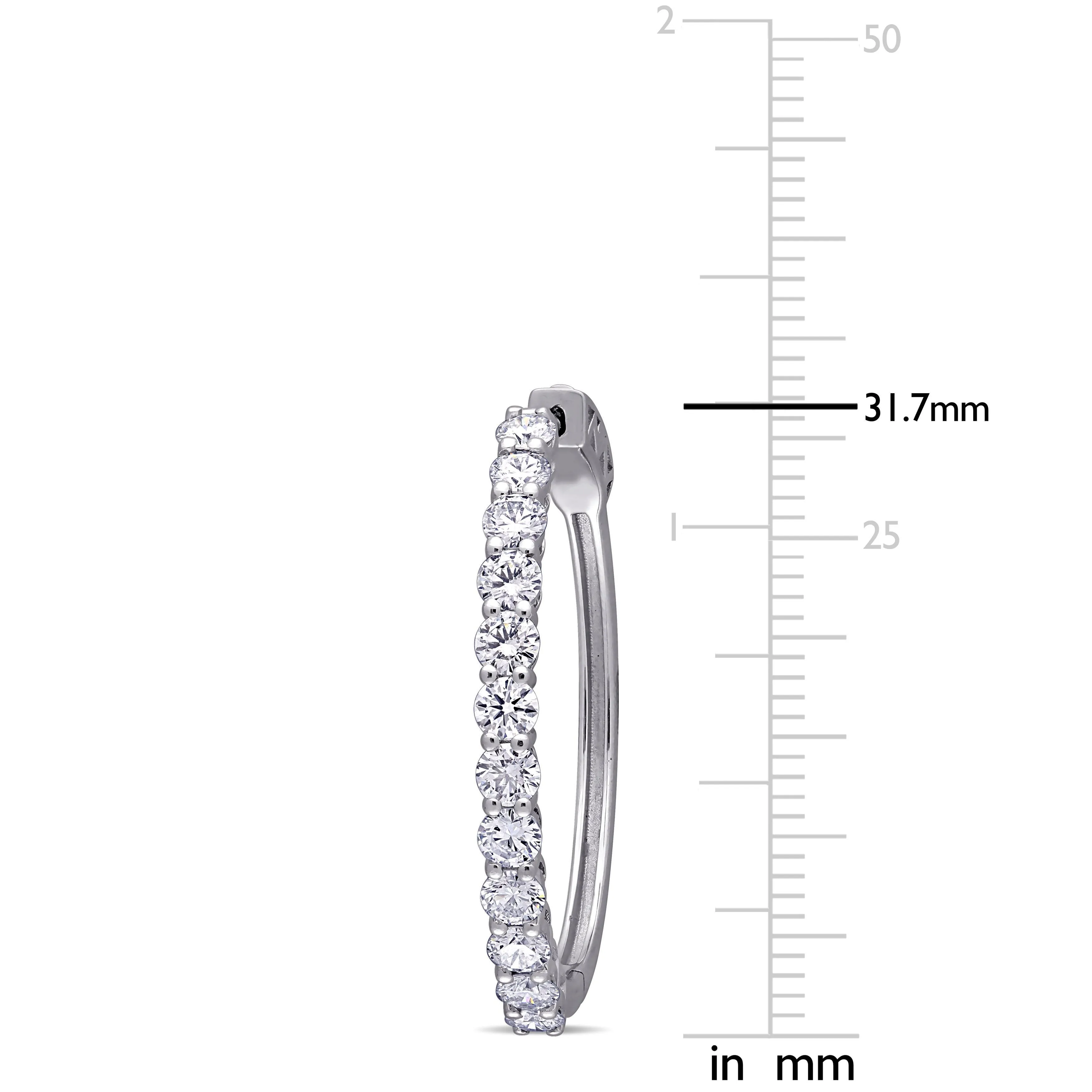 2 1/2 CT TGW Lab Created Diamond DEF VS Hoop Earrings 14k White Gold