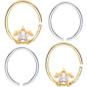 20 Gauge 3/8 Clear Star Gem Multi Circular Seamless Ring Set