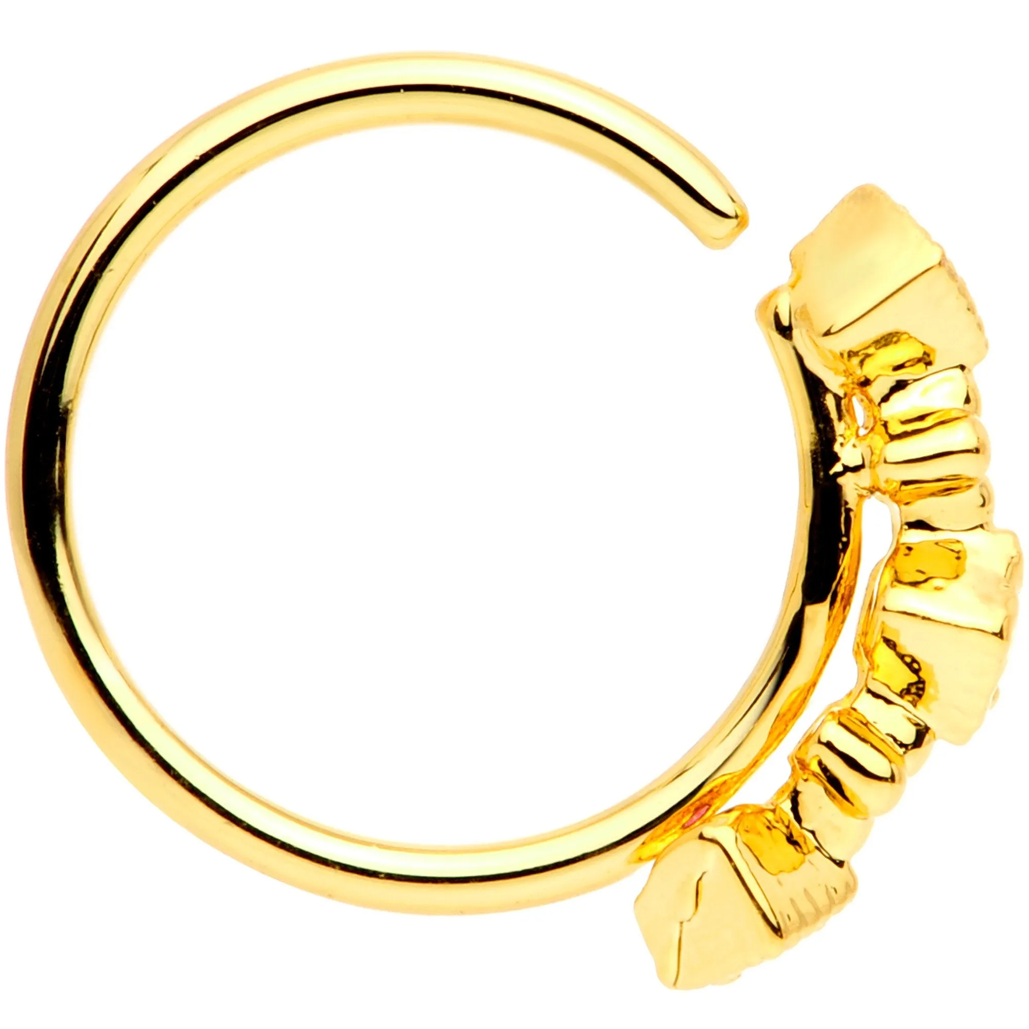20 Gauge 5/16 Red Gem Gold Tone Flower Garden Seamless Circular Ring