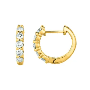 2.00 Carat Natural Diamond Hoop Earrings G SI 14K Yellow Gold