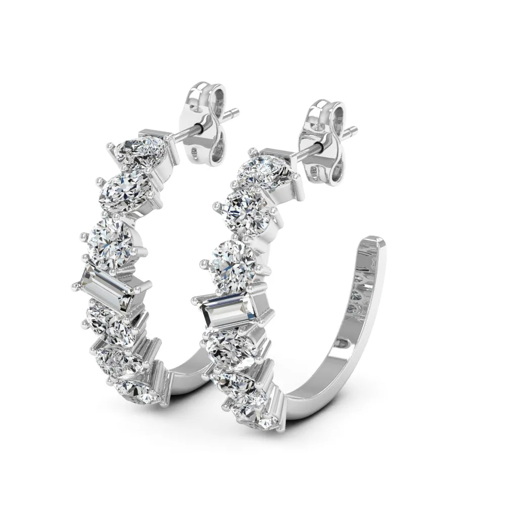 2.00 d.e.w cts Leia Moissanite J-Hoop Earrings