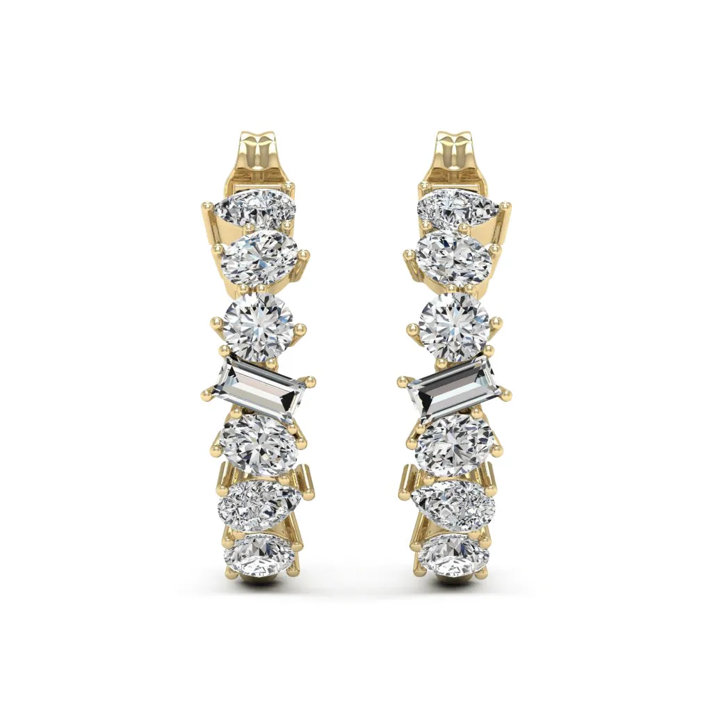 2.00 d.e.w cts Leia Moissanite J-Hoop Earrings