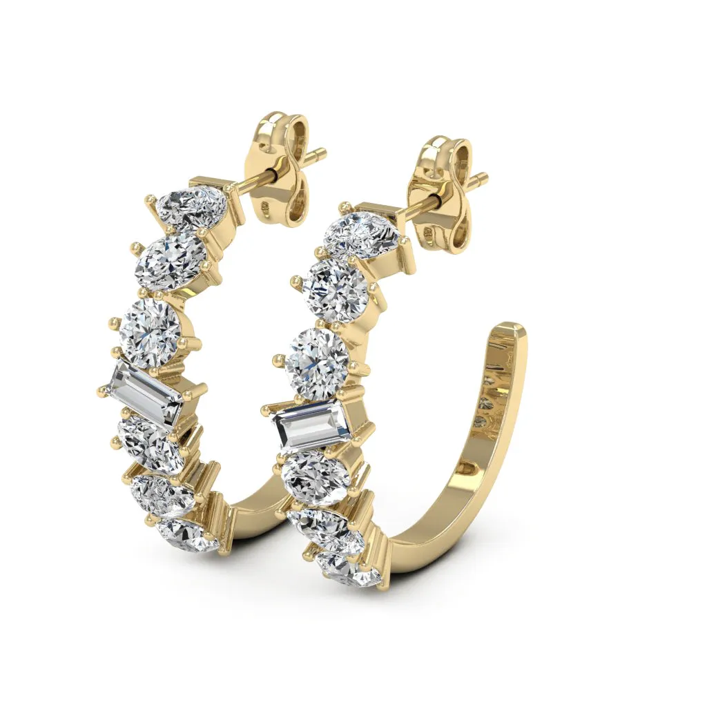 2.00 d.e.w cts Leia Moissanite J-Hoop Earrings