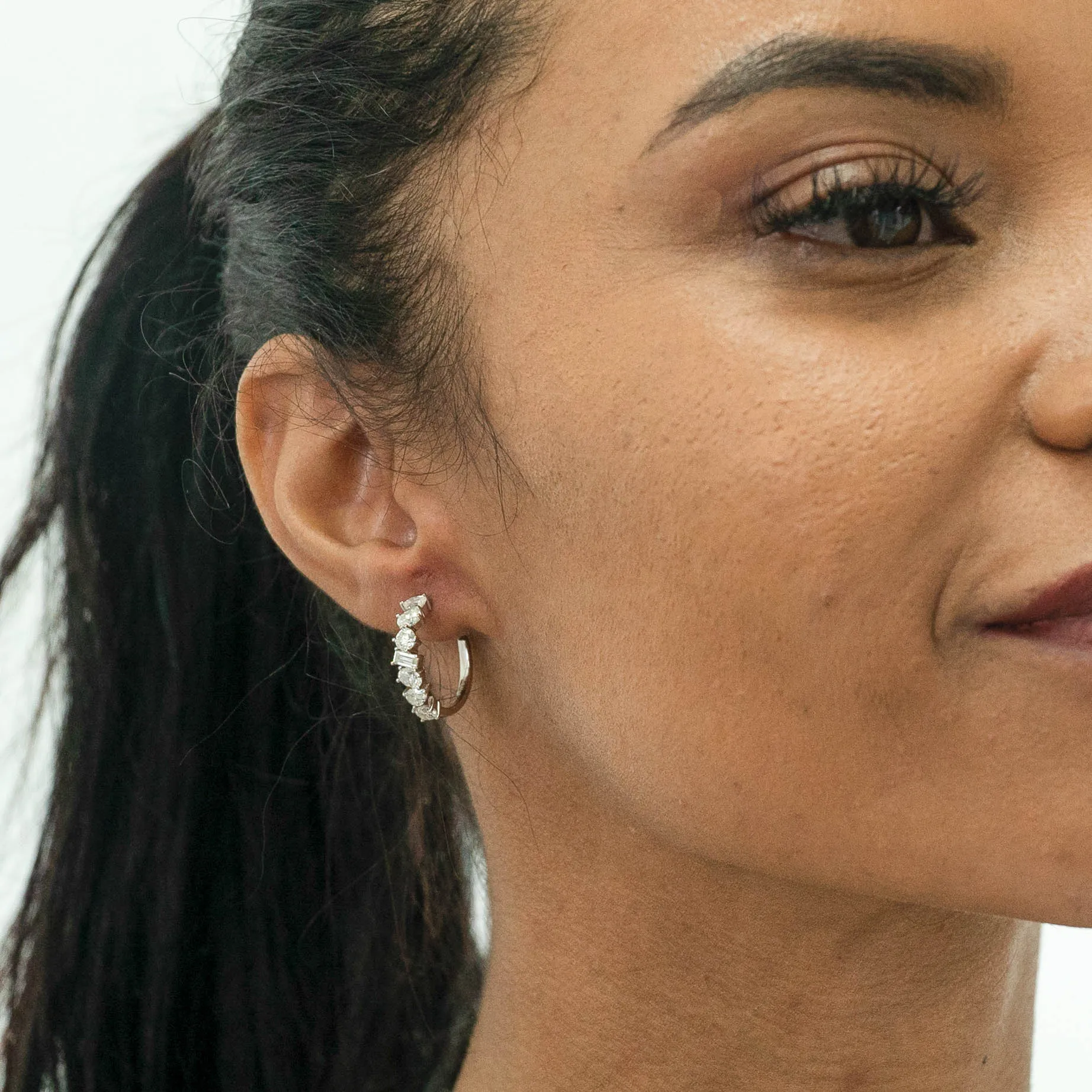 2.00 d.e.w cts Leia Moissanite J-Hoop Earrings