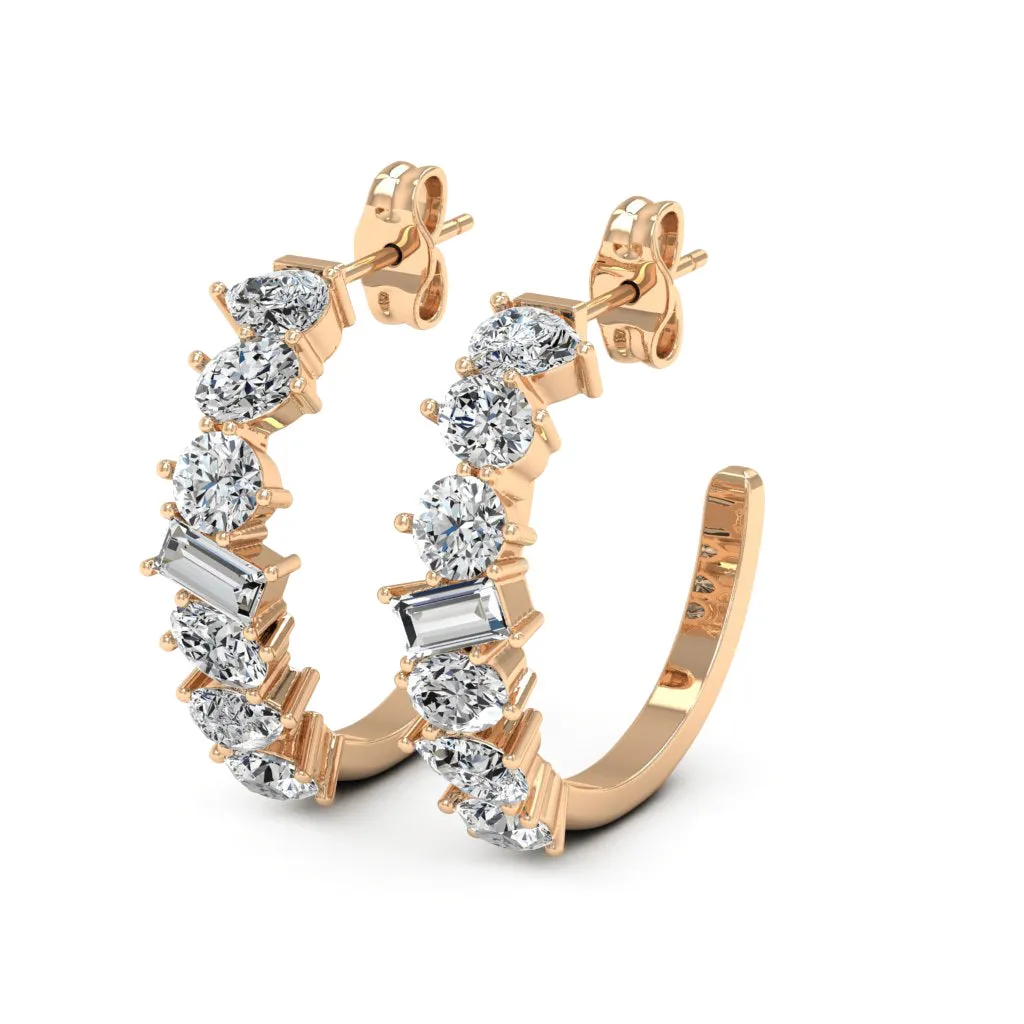 2.00 d.e.w cts Leia Moissanite J-Hoop Earrings