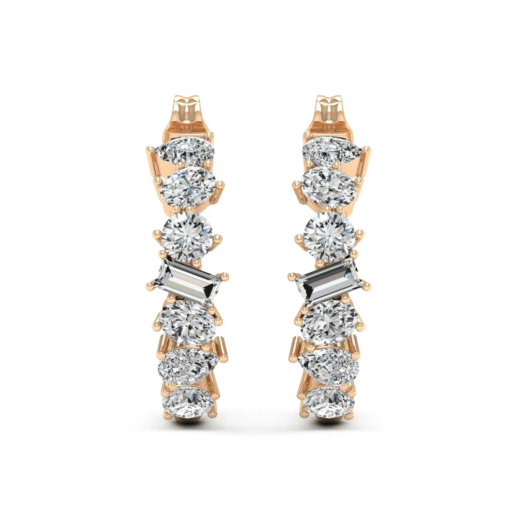 2.00 d.e.w cts Leia Moissanite J-Hoop Earrings