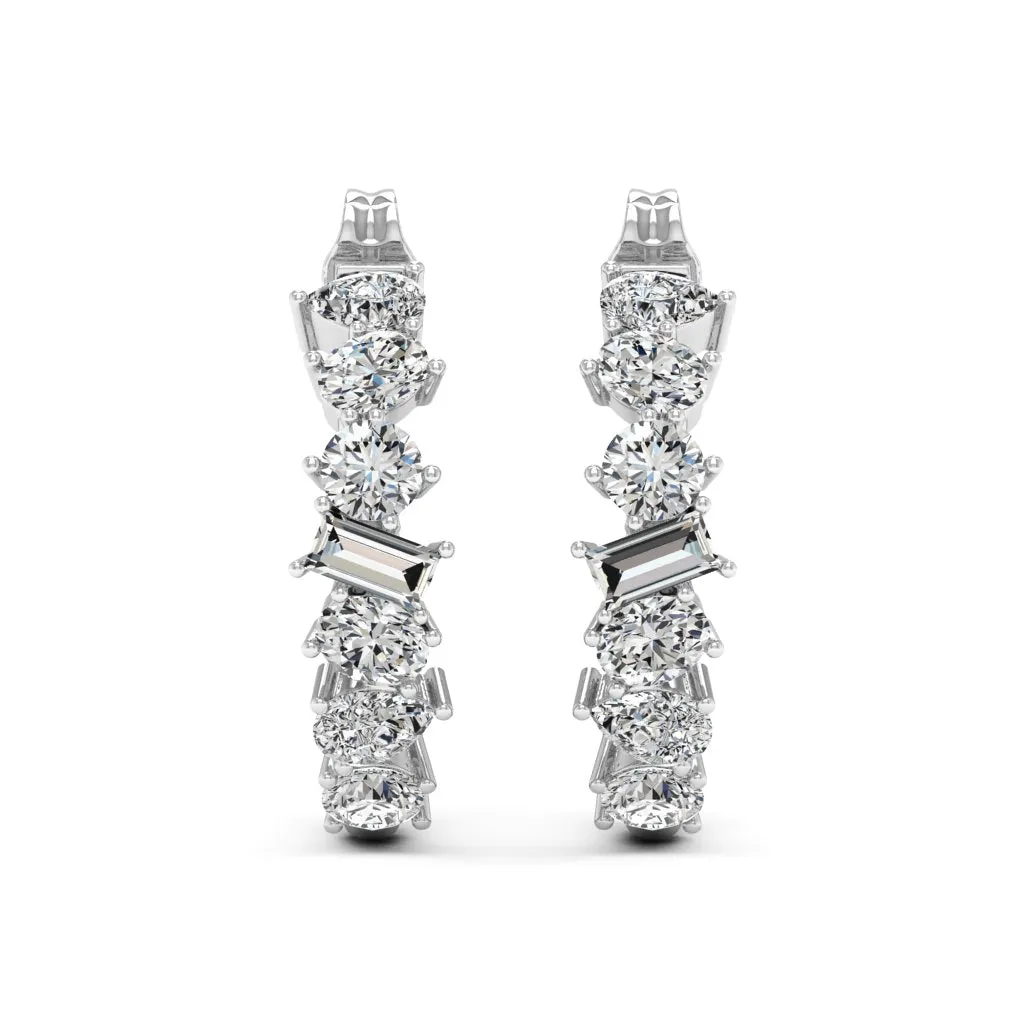 2.00 d.e.w cts Leia Moissanite J-Hoop Earrings