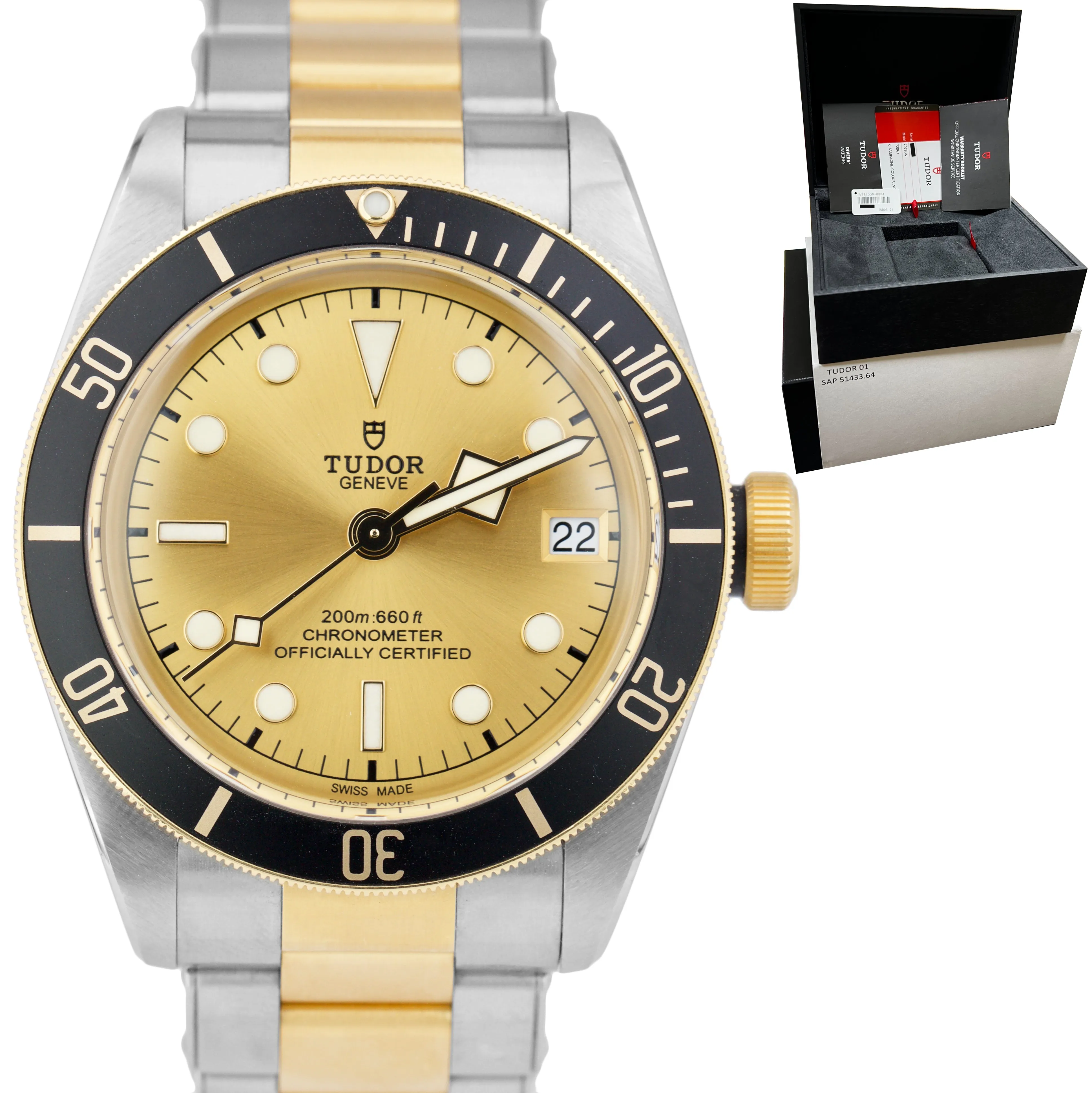 2020 Tudor Black Bay Heritage Two-Tone Stainless Black 41mm Watch 79733N B P SET