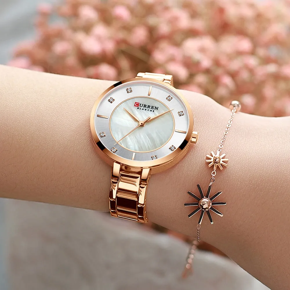 2022 CURREN New Women Watches Luxury Brand Rose Gold Quartz Ladies Wrist Watch Bracelet Waterproof Female Clock relogio feminino