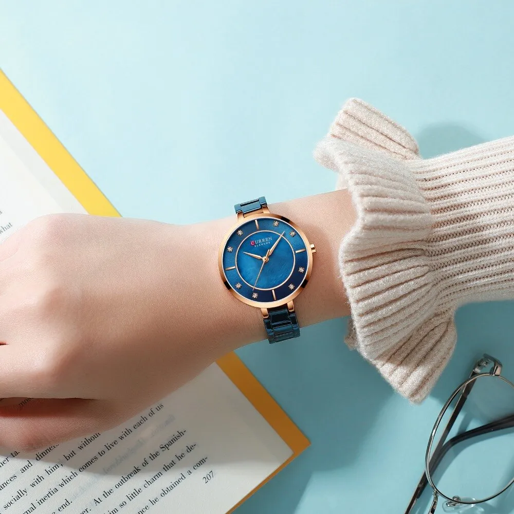 2022 CURREN New Women Watches Luxury Brand Rose Gold Quartz Ladies Wrist Watch Bracelet Waterproof Female Clock relogio feminino