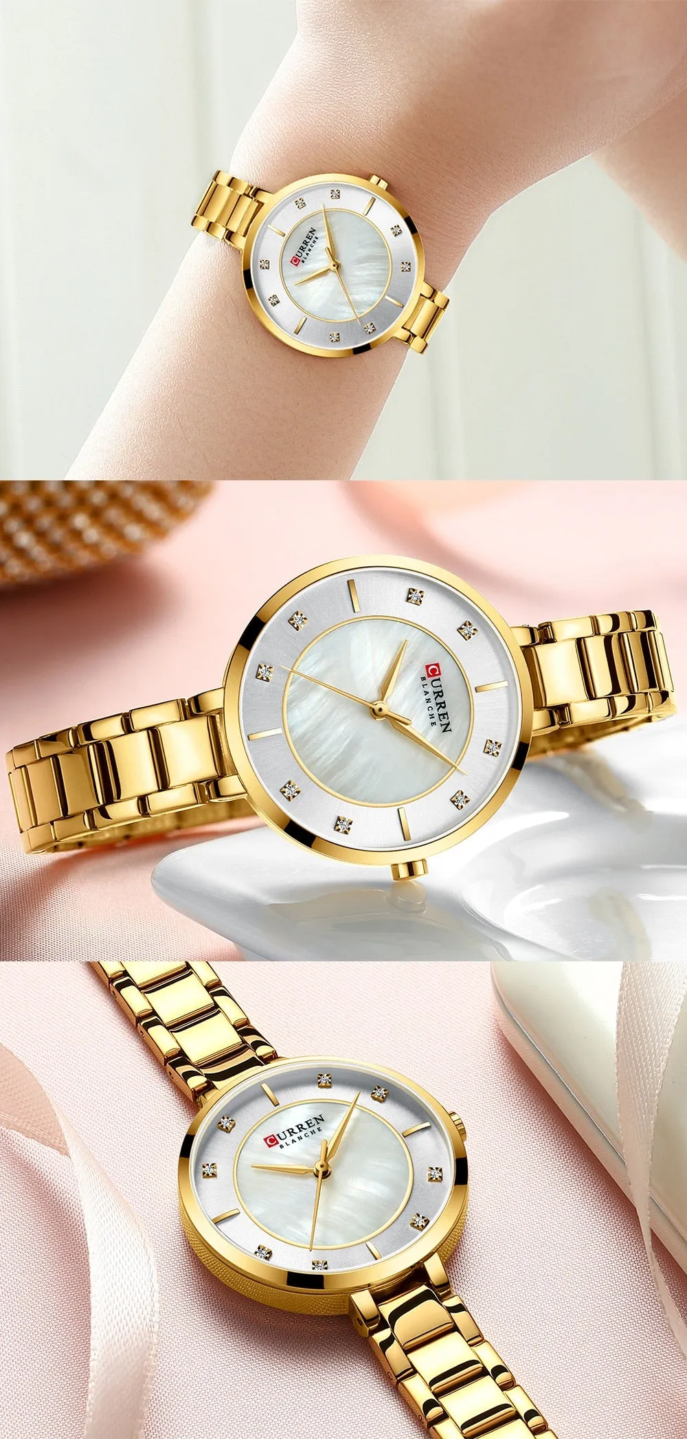 2022 CURREN New Women Watches Luxury Brand Rose Gold Quartz Ladies Wrist Watch Bracelet Waterproof Female Clock relogio feminino