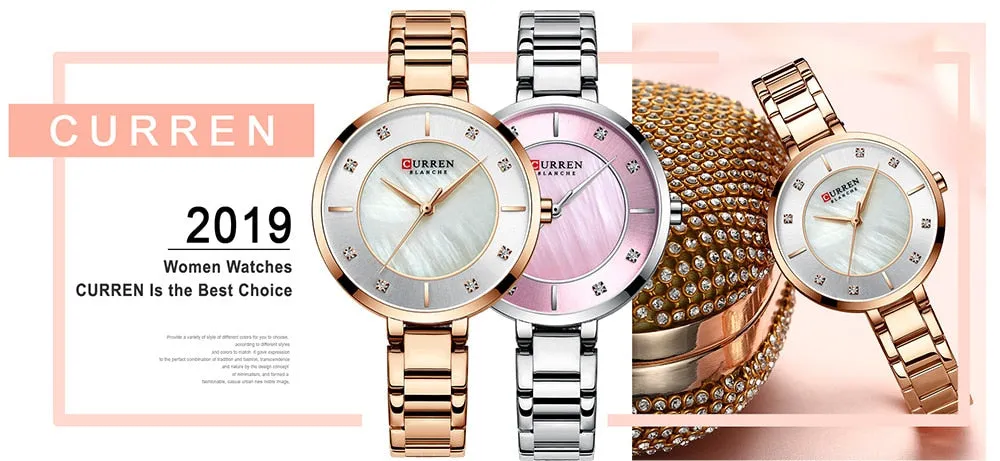 2022 CURREN New Women Watches Luxury Brand Rose Gold Quartz Ladies Wrist Watch Bracelet Waterproof Female Clock relogio feminino
