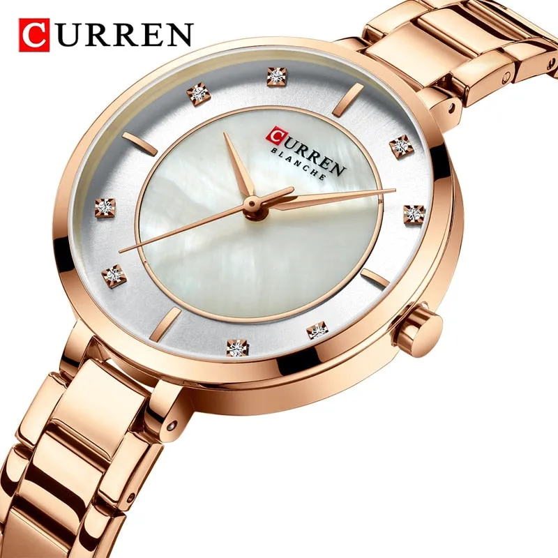 2022 CURREN New Women Watches Luxury Brand Rose Gold Quartz Ladies Wrist Watch Bracelet Waterproof Female Clock relogio feminino