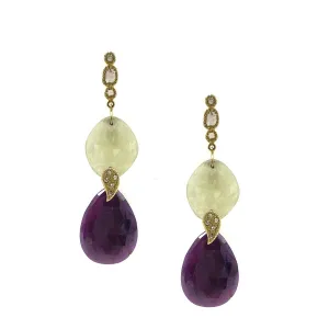 20K Affinity Ruby and Sapphire Drop Earrings