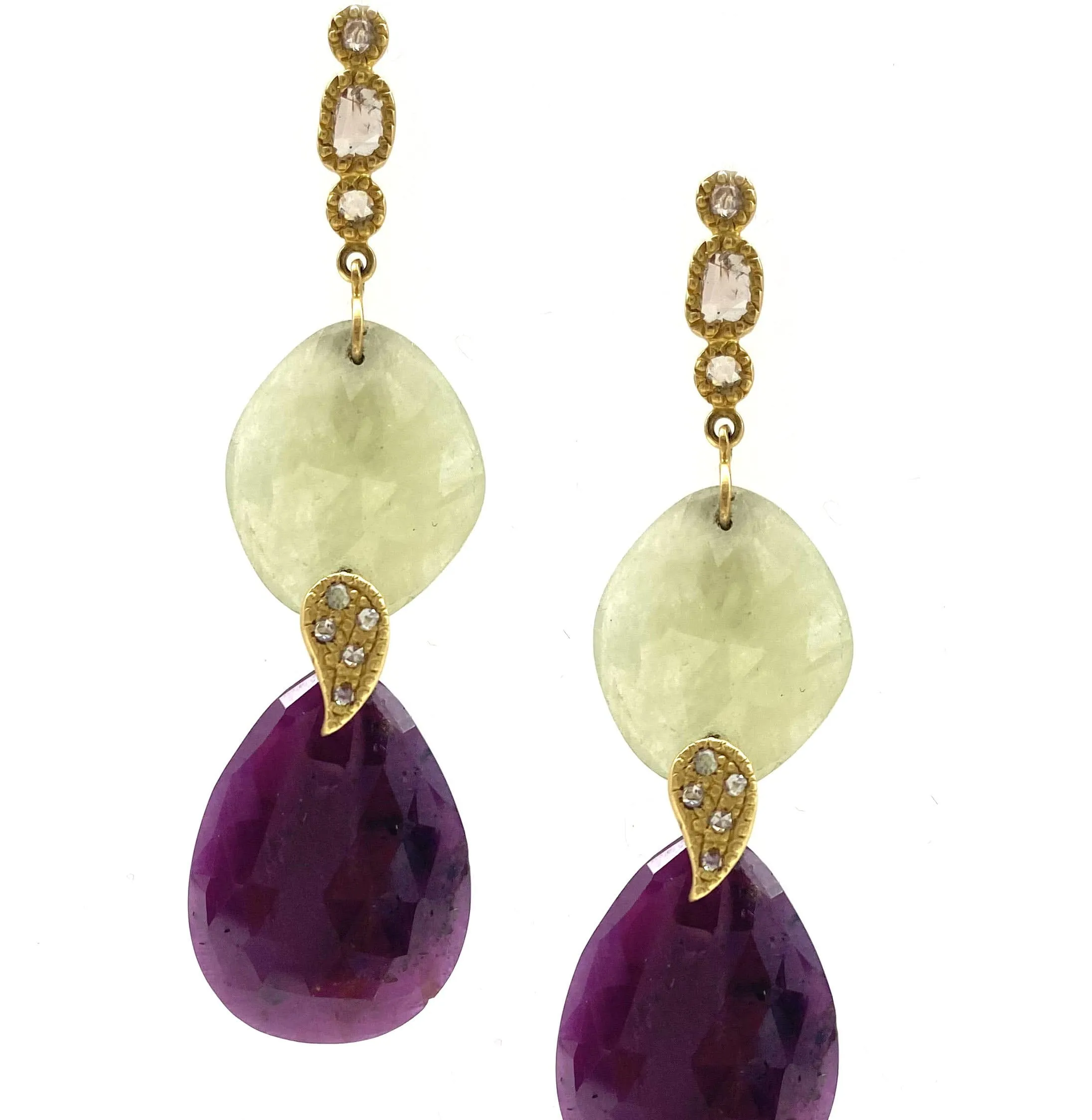 20K Affinity Ruby and Sapphire Drop Earrings