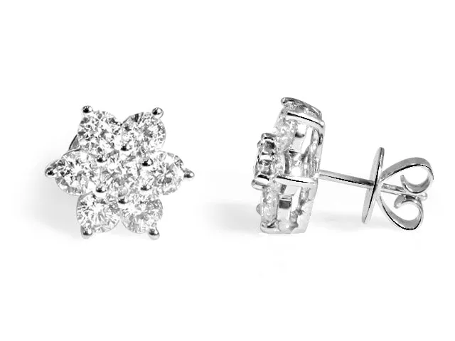 2.12ctw Diamond Flower Shape Stud Earrings