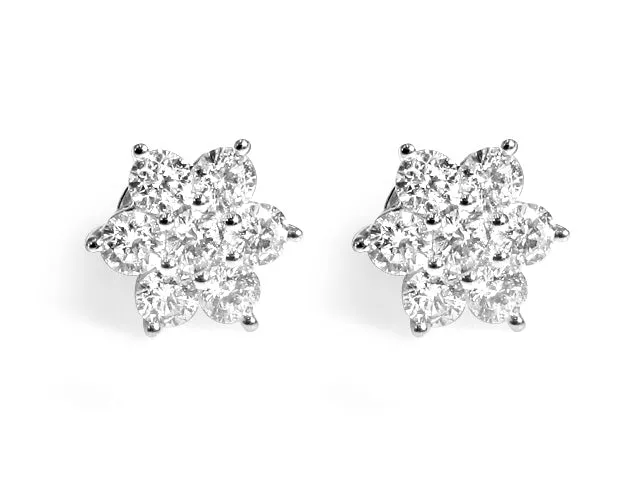 2.12ctw Diamond Flower Shape Stud Earrings
