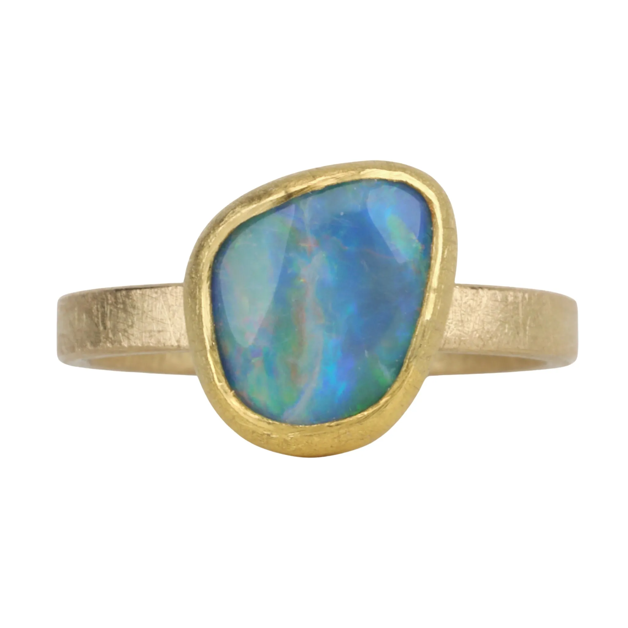 22 & 18K Asymmetrical Australian Opal Ring