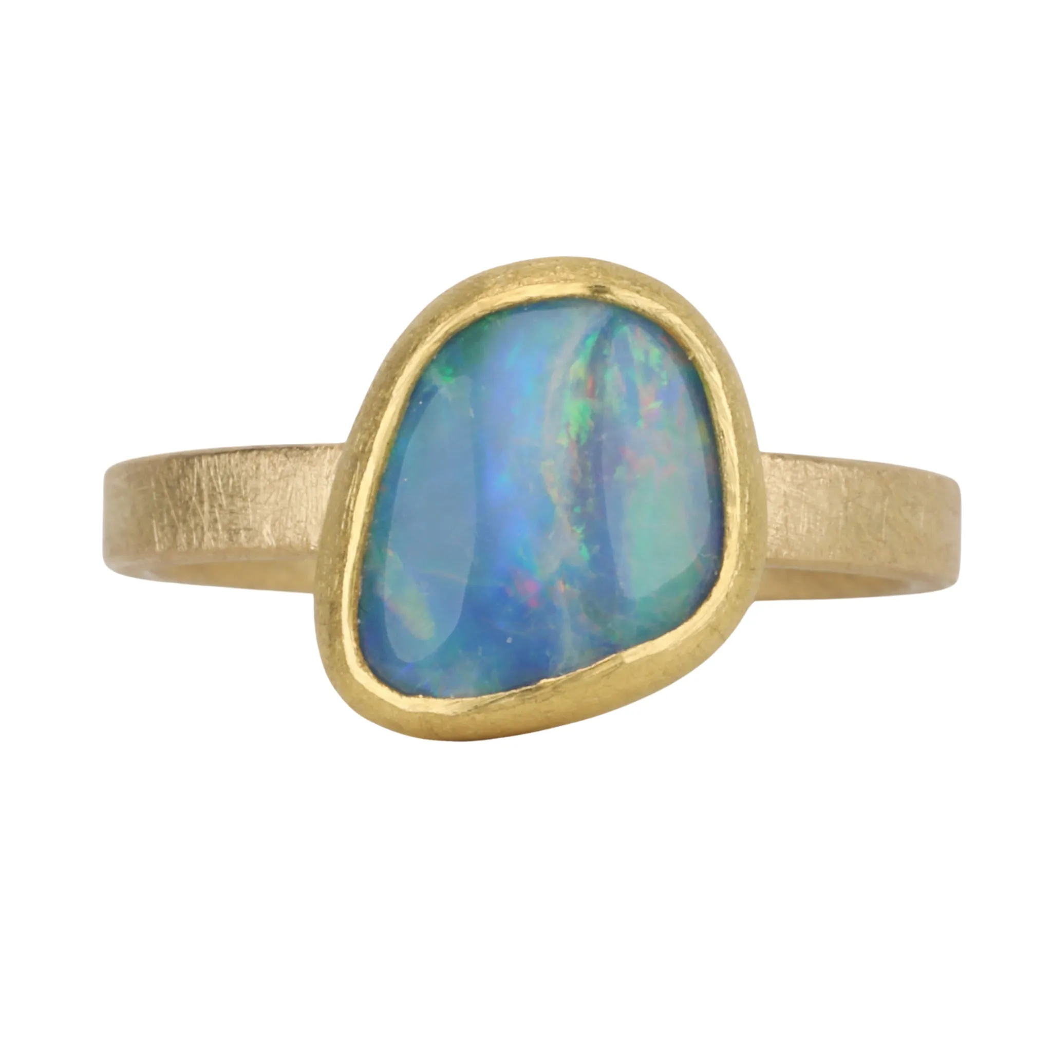 22 & 18K Asymmetrical Australian Opal Ring