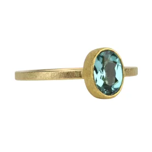 22 & 18K Bezel-Set Blueish Green Tourmaline Ring