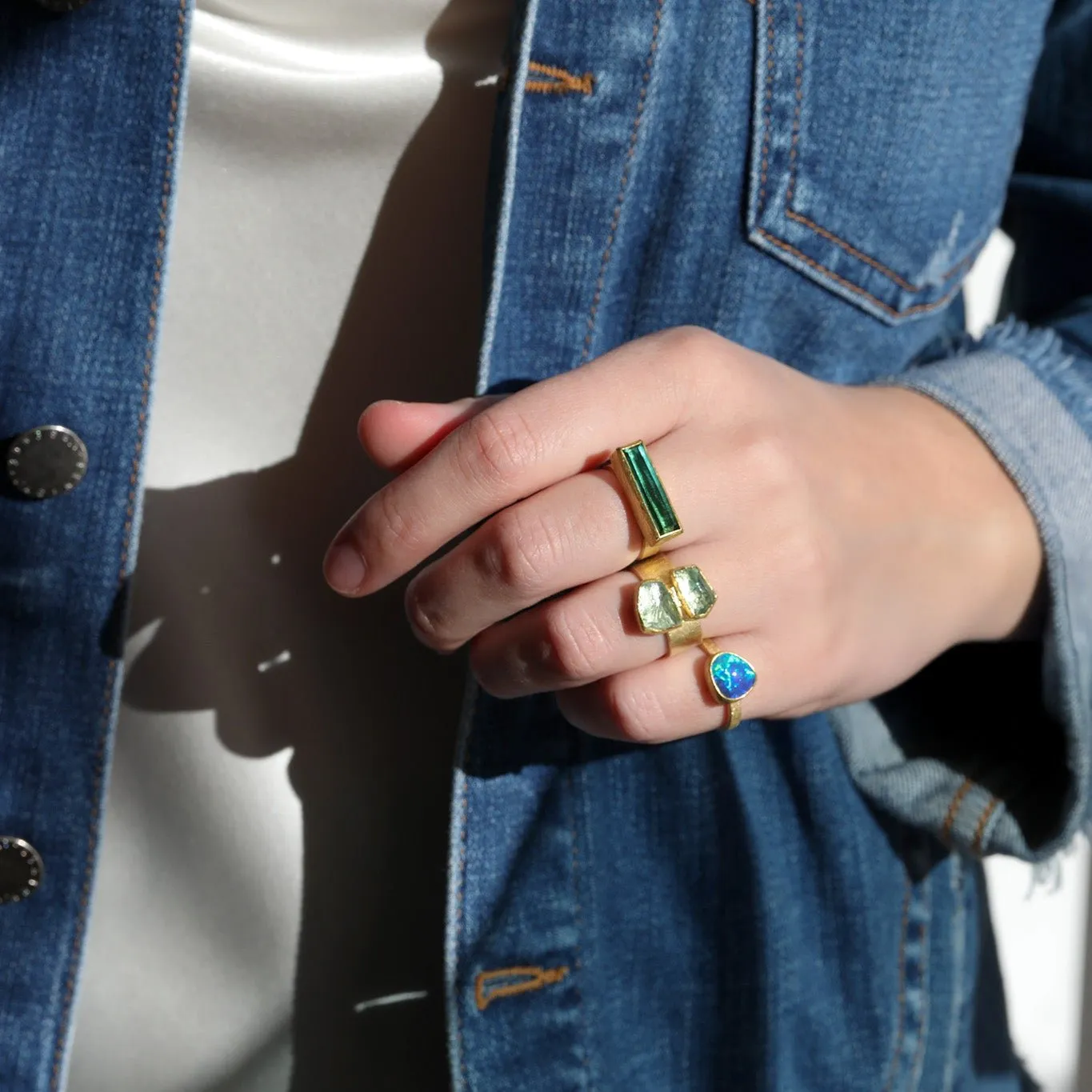 22 & 18K Bezel-Set Gold Australian Opal Ring