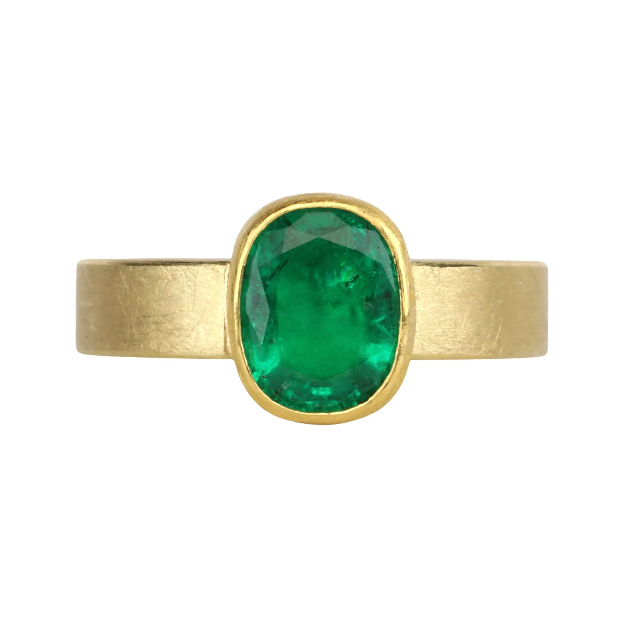 22 & 18K Bezel-Set Oval Zambian Emerald Ring