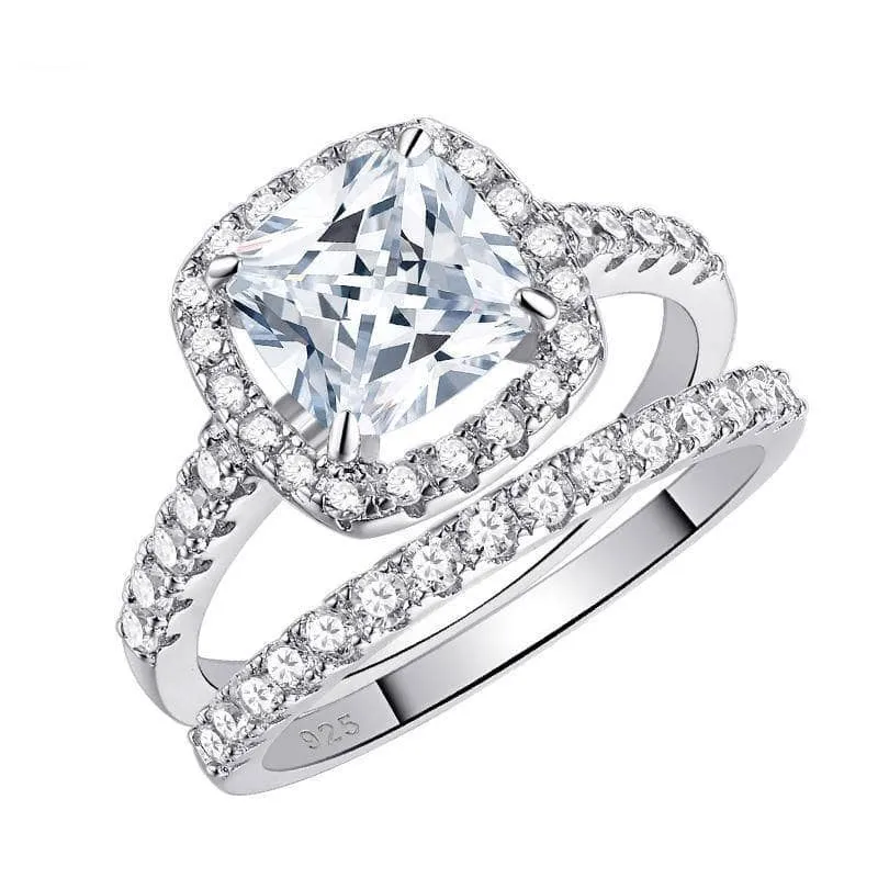 2.2ct Cushion Cut Created Diamond Ring Set