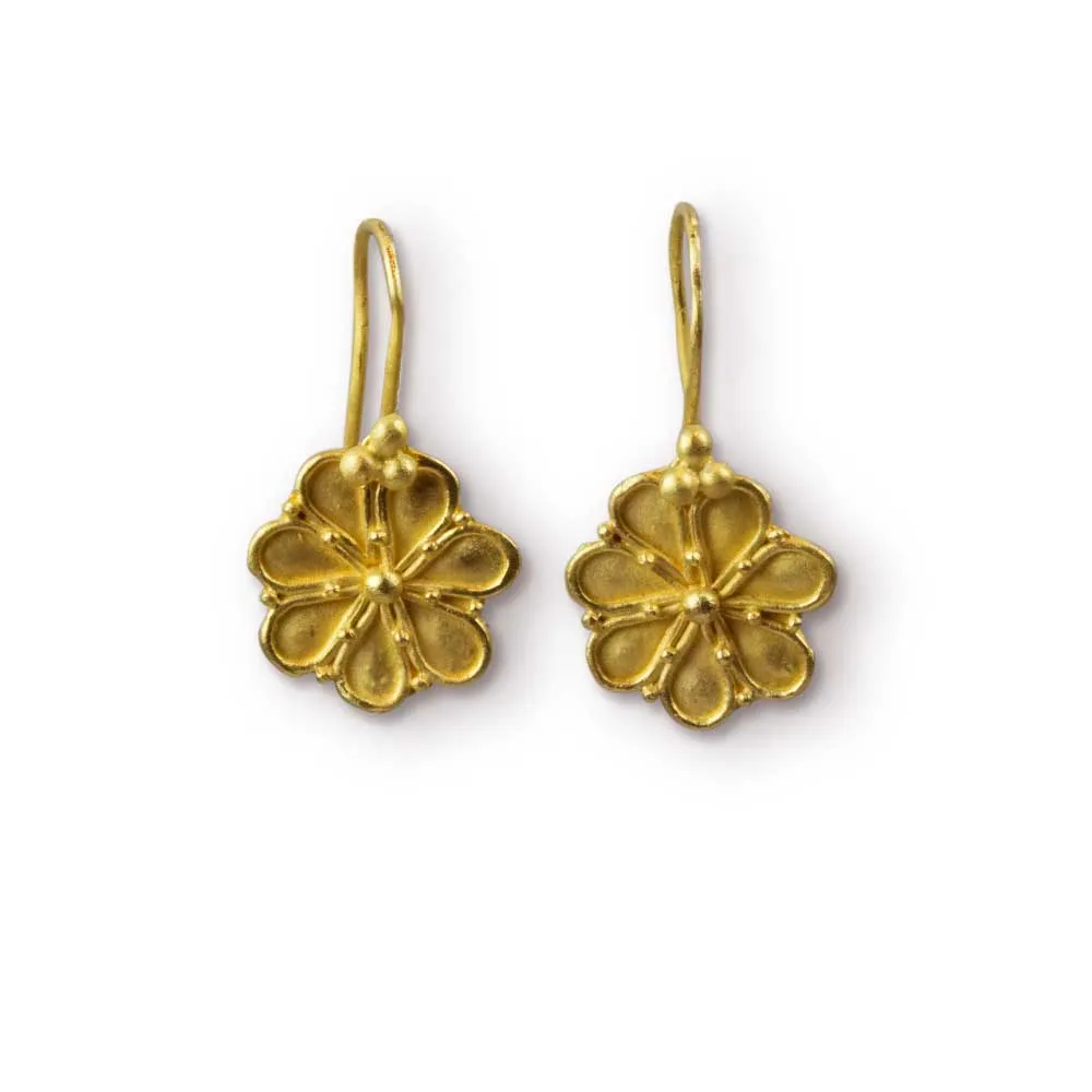 22k Granulated Greek Rosette Earrings
