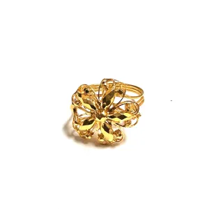 22K Yellow Gold Diamond Cut Filigree Ring