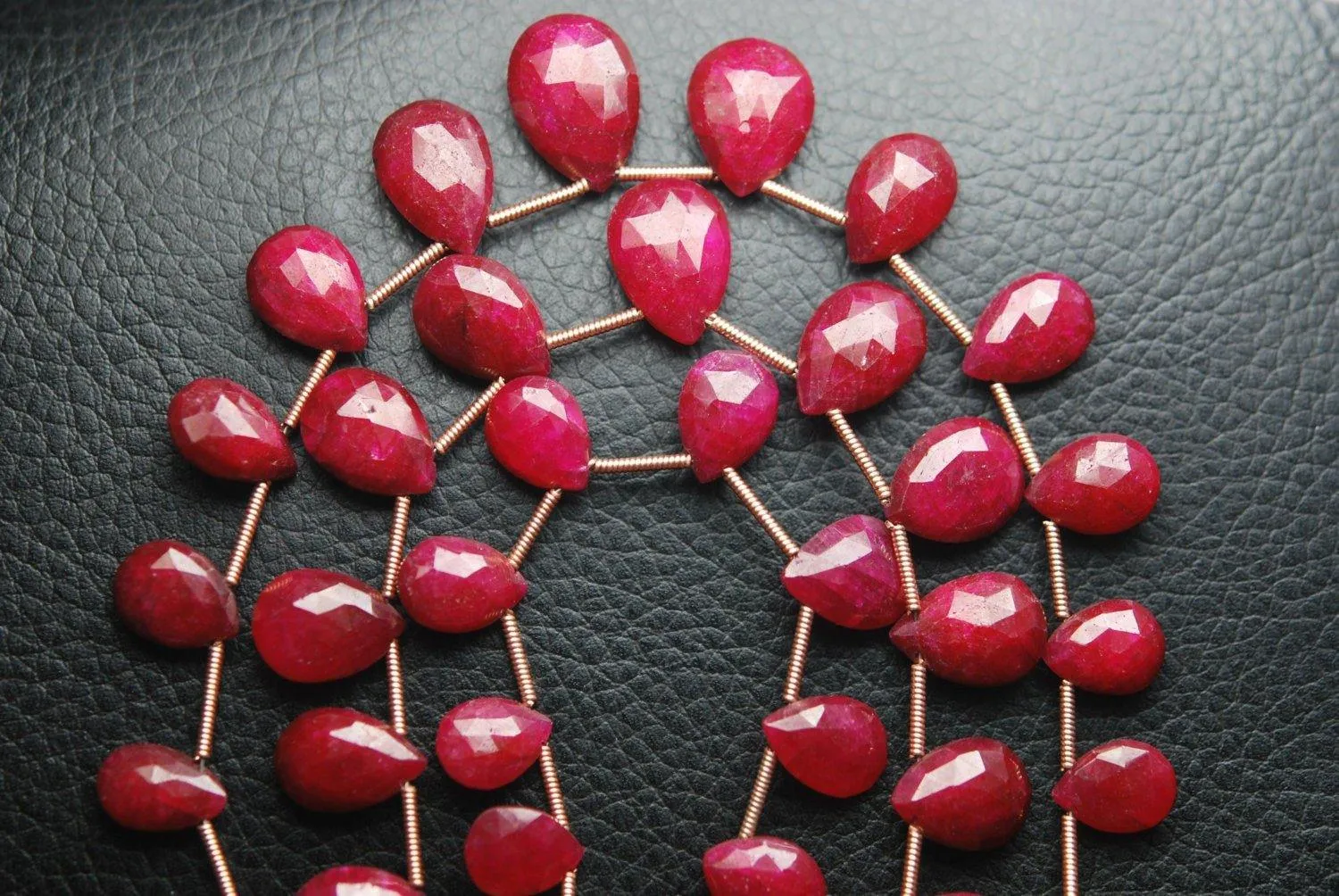 24 Pcs,Superb-Finest Quality,Dyed Ruby Faceted Pear Shape Briolettes, 8-9mm Size