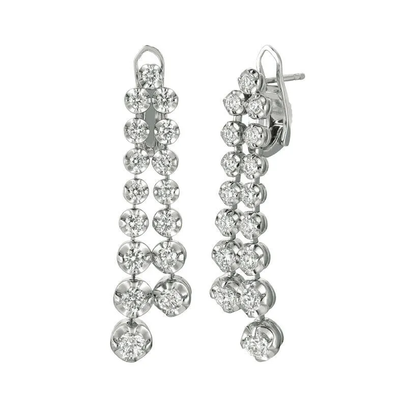 2.55 Carat Natural Diamond Earrings G SI 14K White Gold