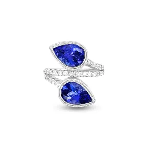 2.69 Carat Tanzanite & 0.89 Carat Diamond Ring in 14k White Gold