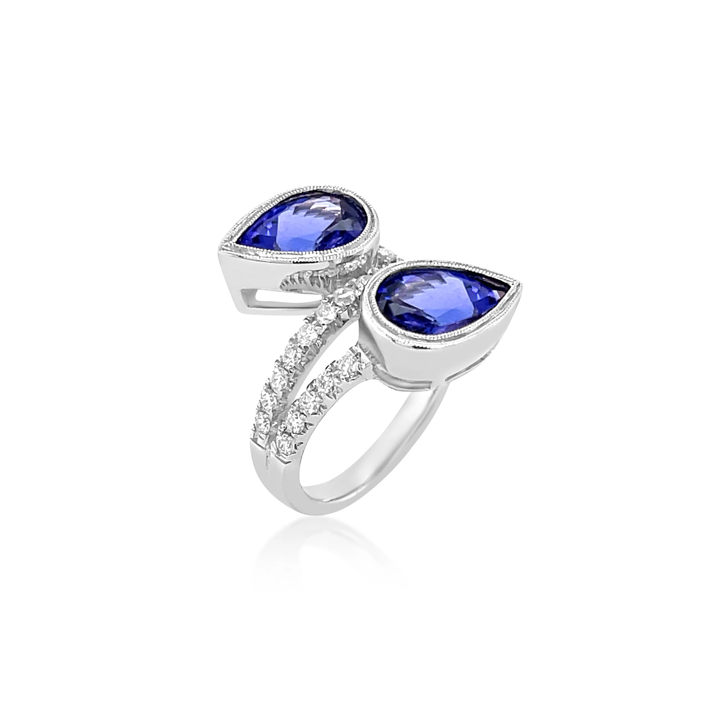 2.69 Carat Tanzanite & 0.89 Carat Diamond Ring in 14k White Gold