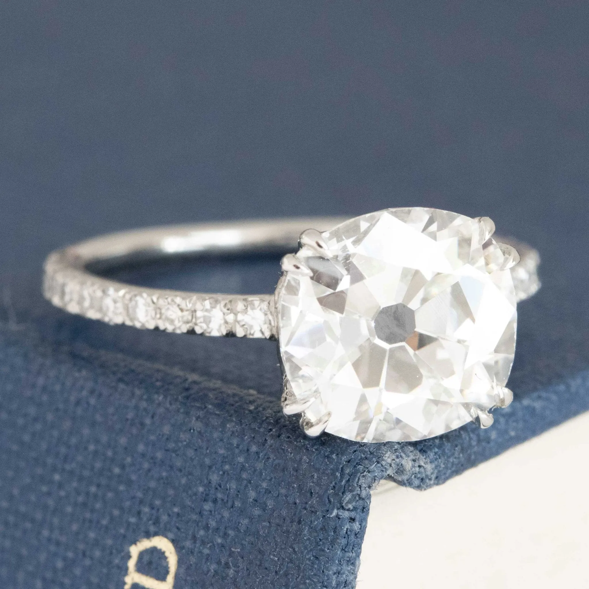 2.71ct Old Mine Cut Diamond Solitaire by Leon Mege