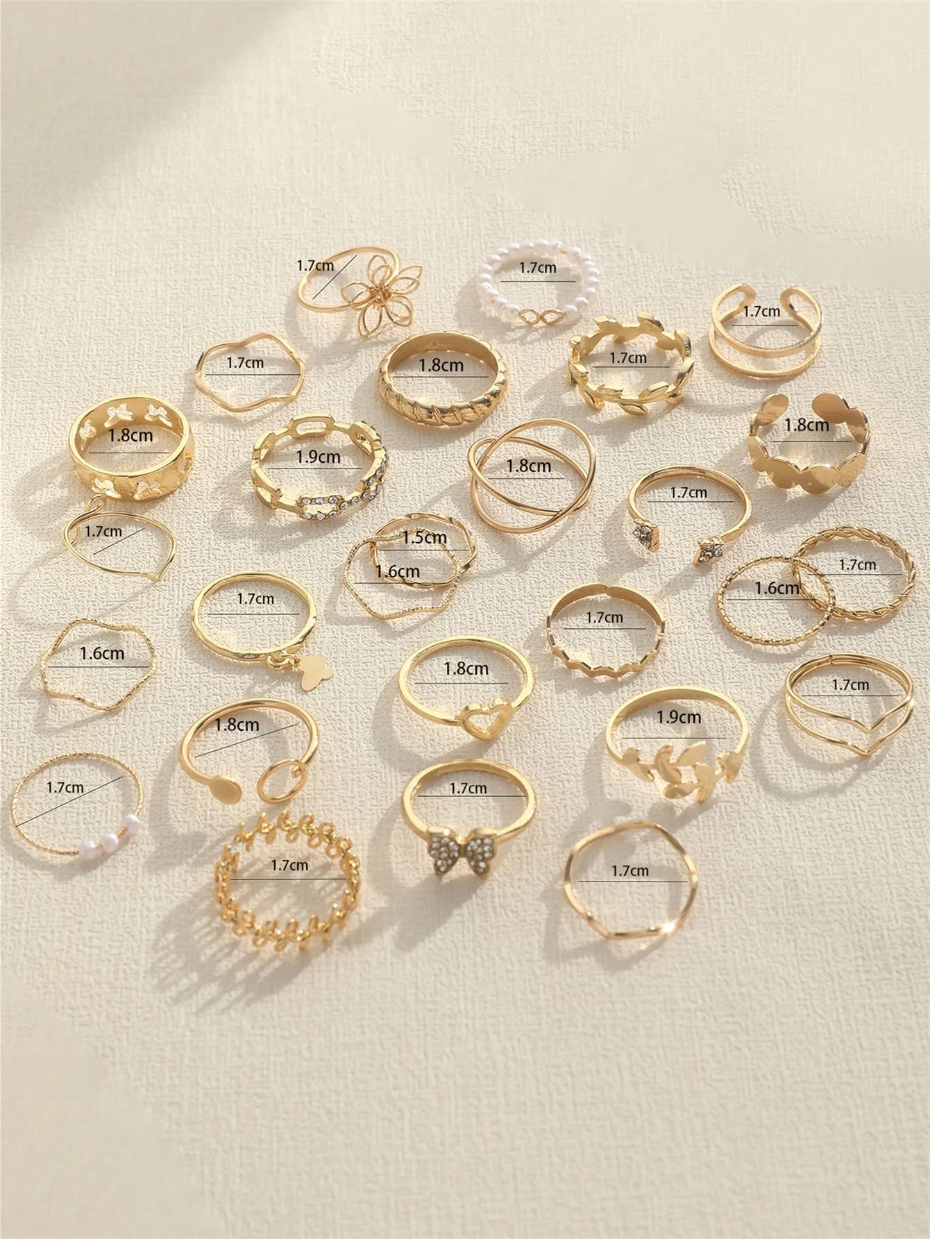27pcs Butterfly Rings Set - Gold