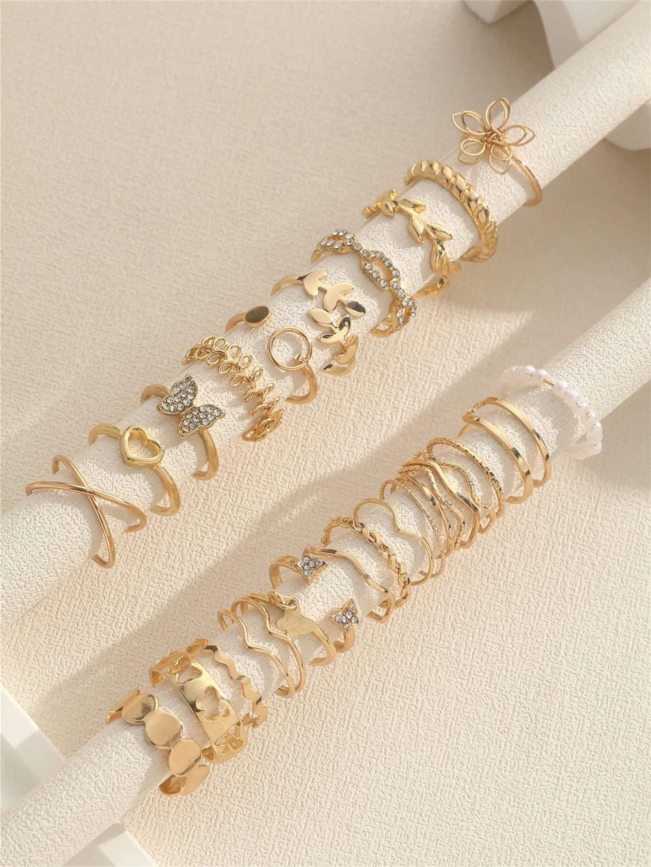 27pcs Butterfly Rings Set - Gold