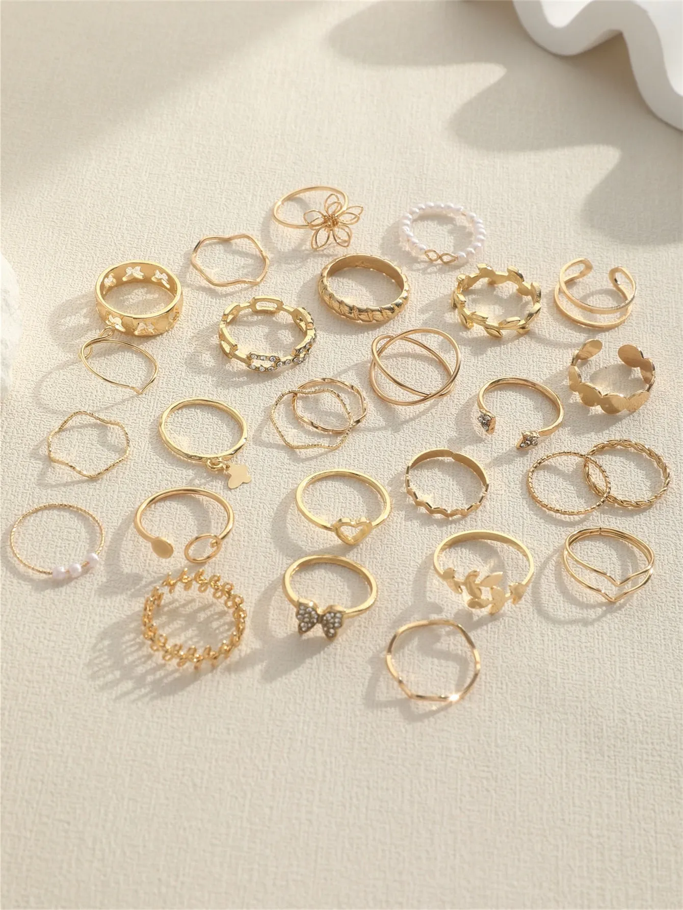 27pcs Butterfly Rings Set - Gold