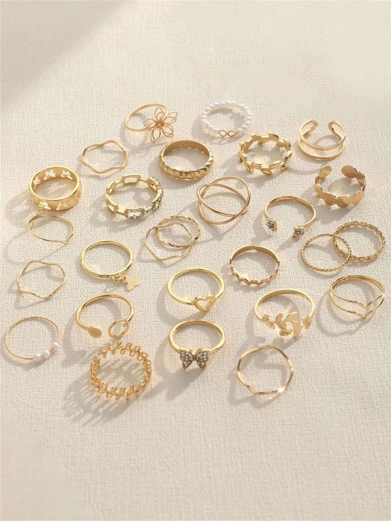 27pcs Butterfly Rings Set - Gold