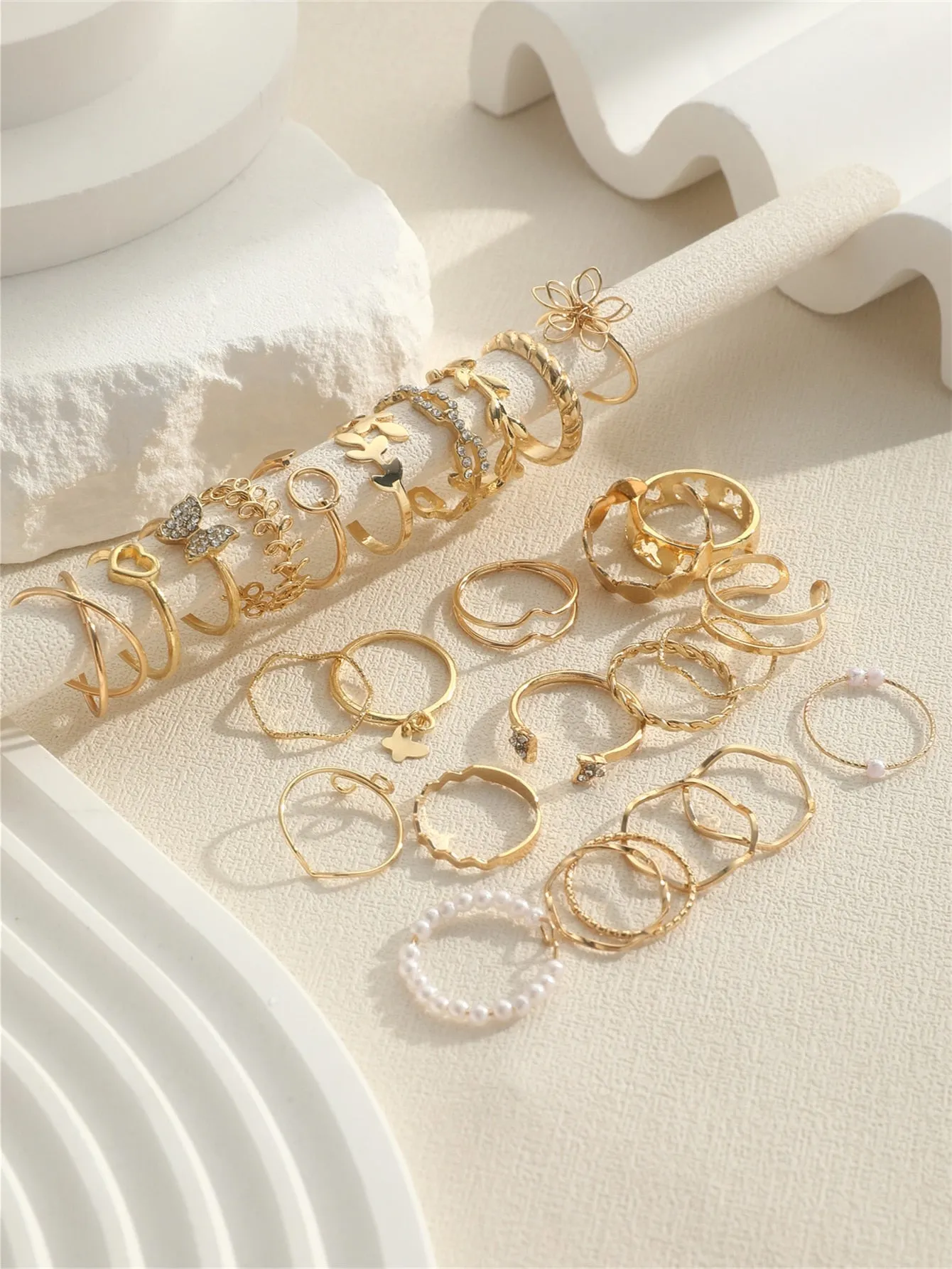 27pcs Butterfly Rings Set - Gold